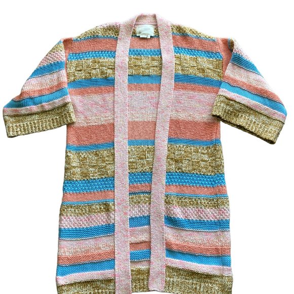 Anthropologie Textured Striped One Size Open Cardigan - Picture 4 of 10